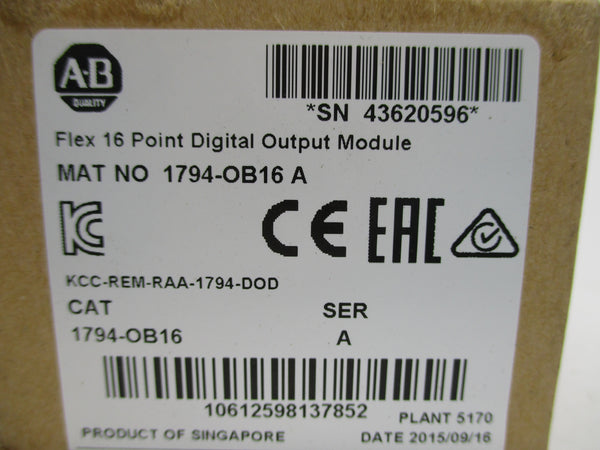 ALLEN BRADLEY 1794-OB16 SER. A DATE: 2015 NSFS