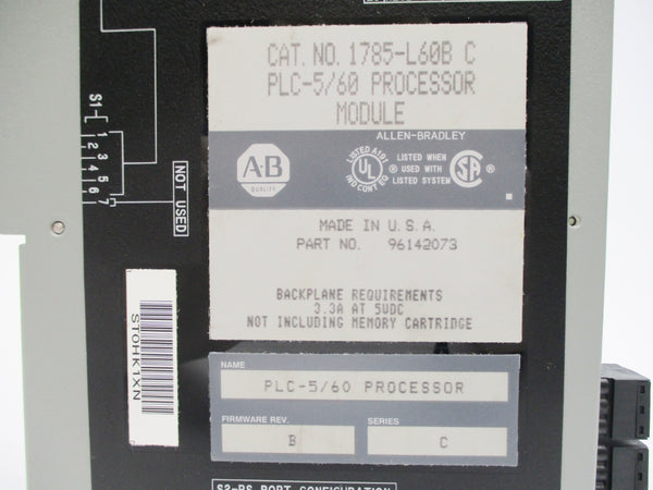 ALLEN BRADLEY 1785-L60B SER. C F/W B UNMP