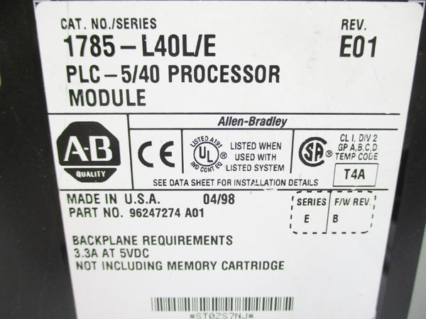 ALLEN BRADLEY 1785-L40L SER. E F/W B UNMP