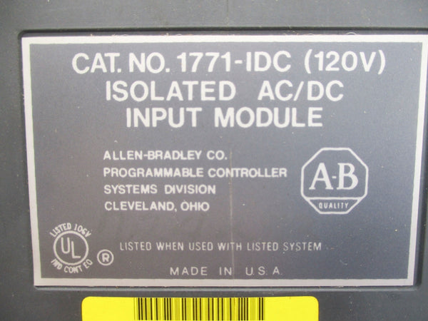 ALLEN BRADLEY 1771-IDC 120VAC/DC (NO TERMINAL) UNMP