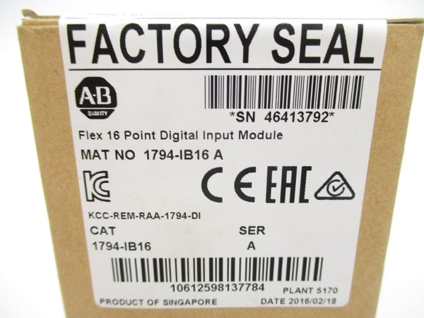 ALLEN BRADLEY 1794-IB16 SER. A DATE: 2016 NSFS