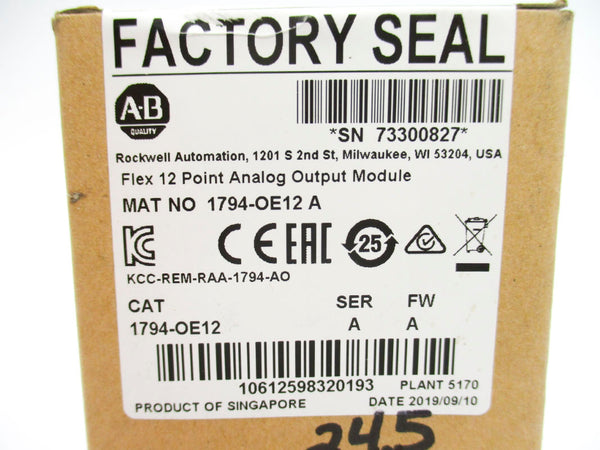 ALLEN BRADLEY 1794-OE12 SER. A F/W A DATE: 2019 NSFS