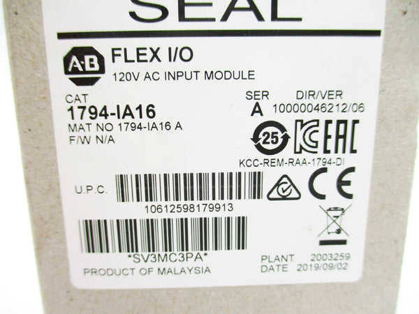 ALLEN BRADLEY 1794-IA16 SER. A DATE: 2019 NSFS