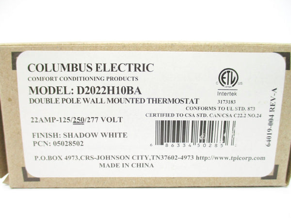 COLUMBUS ELECTRIC D2022H10BA 22A 277V NSMP