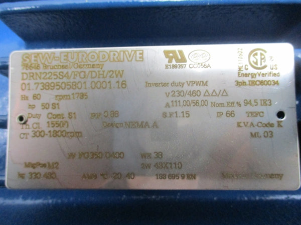SEW-EURODRIVE DRN225S4/FG/DH/2W 01.7389505801.0001.16 230/460V 111,00/56,00A NSNP