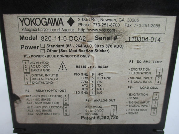 YOKOGAWA 820-11-0-DCA2 85-264VAC NSNP