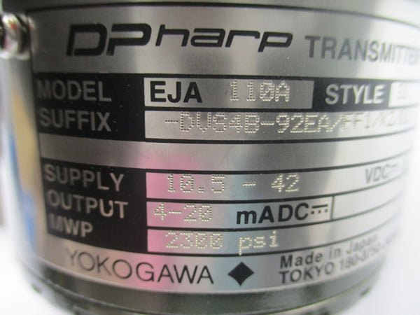 YOKOGAWA EJA110A-DUS4B-92EA/FF1/K2/D1 10.5-42VDC 2300PSI NSNP
