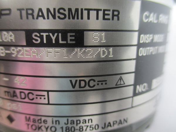 YOKOGAWA EJA110A-DUS4B-92EA/FF1/K2/D1 10.5-42VDC 2300PSI NSNP