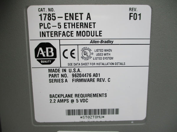 ALLEN BRADLEY 1785-ENET SER. A F/W C 5VDC 2.2A REMAN