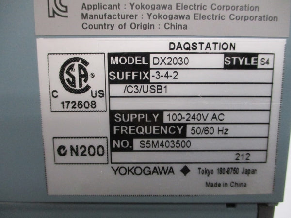 YOKOGAWA DX2030S4-3-4-2/C3/USB1 100-240VAC NSNP