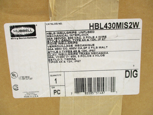 HUBBELL HBL430MIS2W 600VAC 30A NSFS