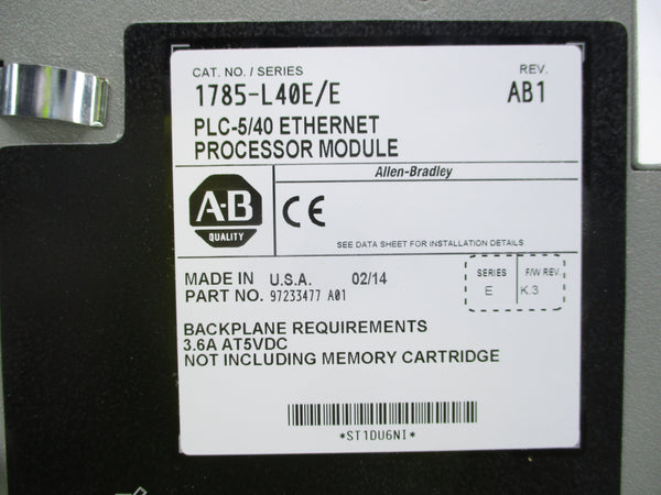 ALLEN BRADLEY 1785-L40E SER. E F/W K.3 REMAN