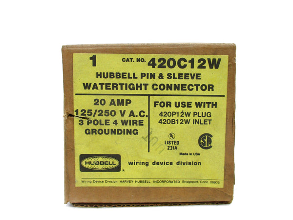 HUBBELL 420C12W 125/250VAC 20A NSMP