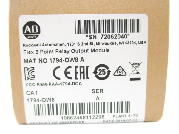 ALLEN BRADLEY 1794-OW8 SER. A DATE: 2019 NSFS