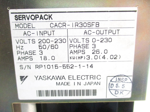 YASKAWA ELECTRIC CACR-IR30SFB 200-230V 18.0A UNMP