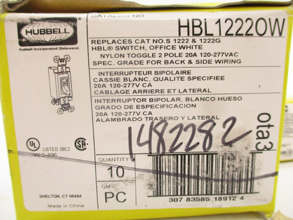 HUBBELL HBL1222OW 277V 20A (PKG OF 10) NSMP