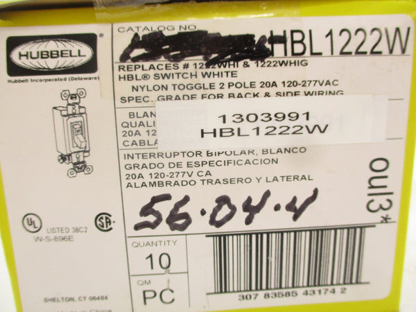 HUBBELL HBL1222W 277V 20A (PKG OF 10) NSMP