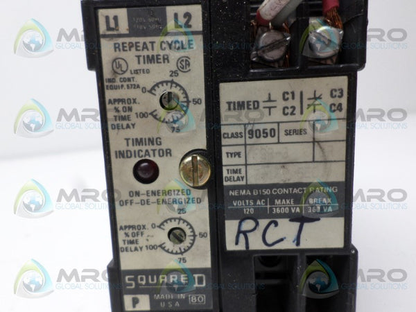 SQUARE D 9050-FSR-3 TIMING RELAY UNMP