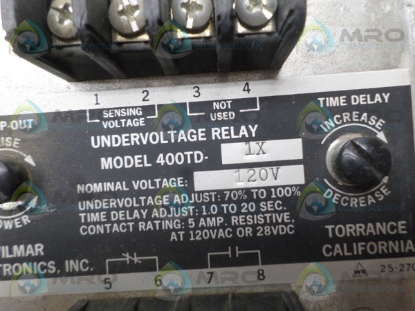 WILMAR 400TD-1X UNDERVOLTAGE RELAY 120V UNMP