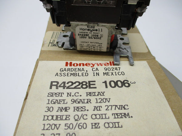 HONEYWELL R4228E1006 RELAY 120VAC 30AMP NSMP