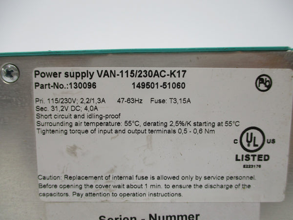 PEPPERL+FUCHS VAN-115/230AC-K17 UNMP