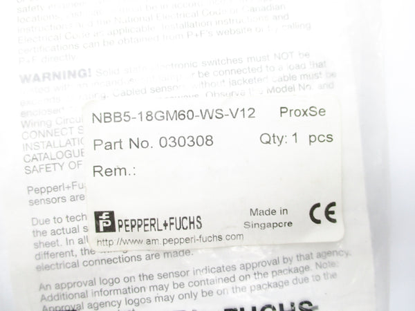 PEPPERL+FUCHS NBB5-18GM60-WS-V12 030308 NSMP