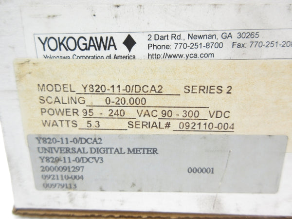 YOKOGAWA Y820-11-0/DCA2 SER. 2 95-240VAC NSMP