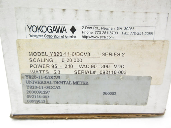 YOKOGAWA Y820-11-0/DCV3 SER. 2 95-240VAC NSMP