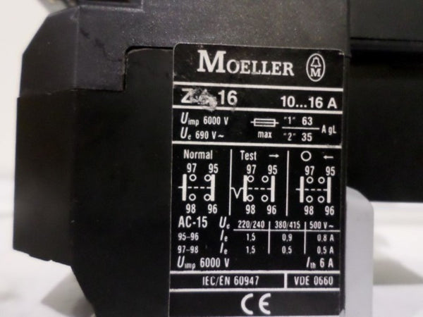 KLOCKNER MOELLER DIL1M w/ Z00-16 CONTACTOR w/ OVERLOAD RELAY UNMP
