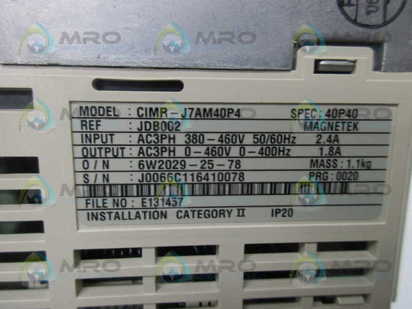 YASKAWA CIMR-J7AM40P4 DRIVE FREQUENCY INVERTER NSMP