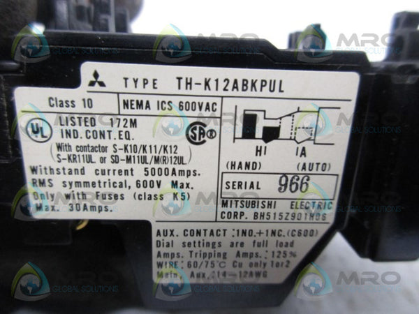 MITSUBISHI TH-K12ABKPUL THERMAL OVERLOAD RELAY NSMP
