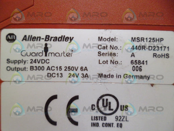 ALLEN BRADLEY 440R-D23171 SER. A GUARD MASTER SAFETY RELAY UNMP