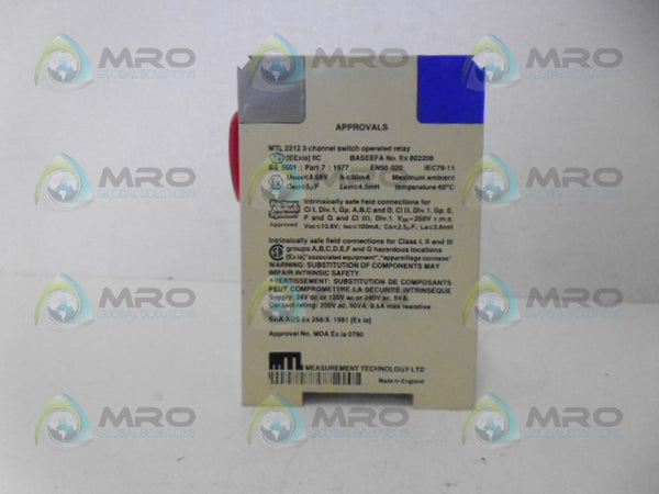 MEASUREMENT TECHNOLOGIES MTL2212 RELAY 240VAC UNMP