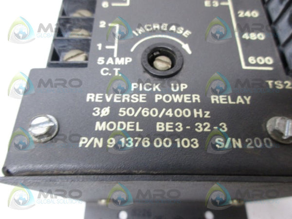 BASLER ELECTRIC BE3-32-3 REVERSE POWER RELAY UNMP