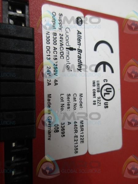 ALLEN BRADLEY MSR122E SER. A SAFETY RELAY  UNMP