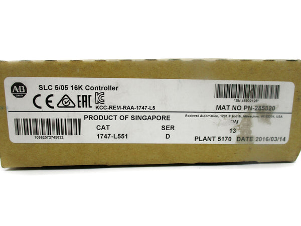 ALLEN BRADLEY 1747-L551 SER. D F/W 13 DATE: 2016 NSFS