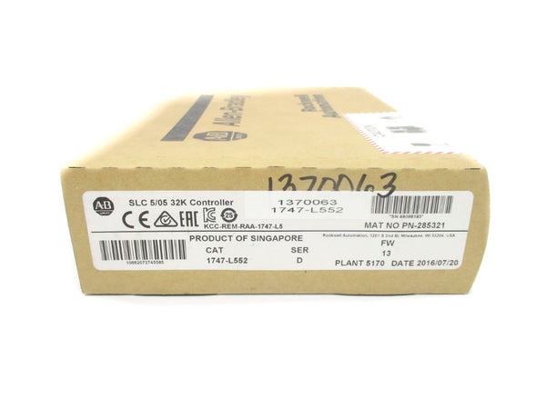 ALLEN BRADLEY 1747-L552 SER. D F/W 13 DATE: 2016 NSFS
