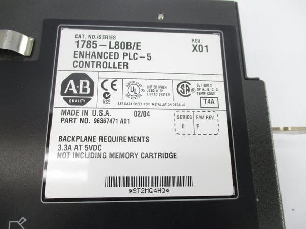 ALLEN BRADLEY 1785-L80B SER. E 5VDC 3.3A F/W F UNMP