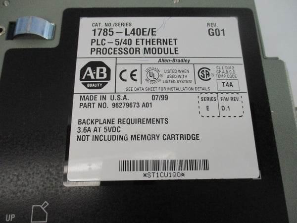 ALLEN BRADLEY 1785-L40E SER. E 5VDC 3.6A F/W D.1 UNMP
