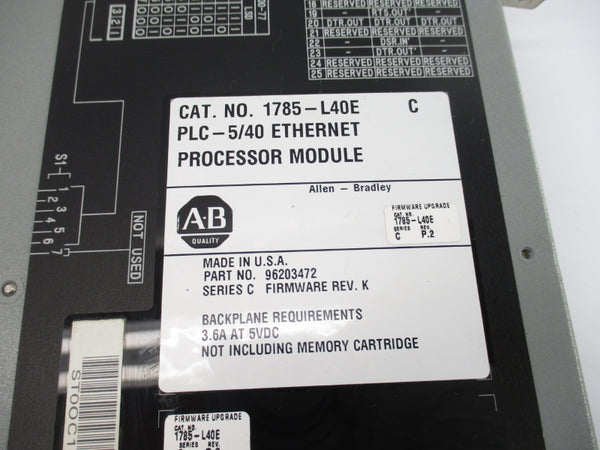 ALLEN BRADLEY 1785-L40E SER. C 5VDC 3.6A F/W K UNMP