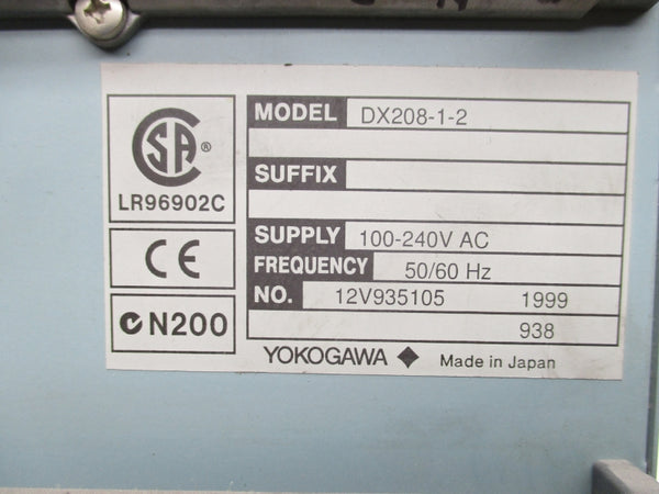 YOKOGAWA DX208-1-2 100-240VAC UNMP