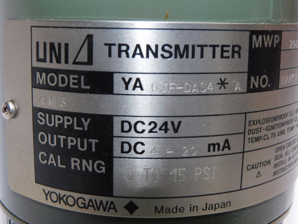 YOKOGAWA YA63F-DAS4*A/FMF3 24VDC 0-15PSI NSNP