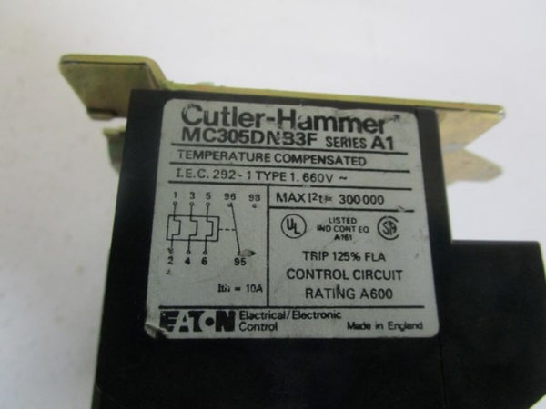 CUTLER-HAMMER THERMAL OVERLOAD RELAY MC305DNB3F SER. A1 UNMP