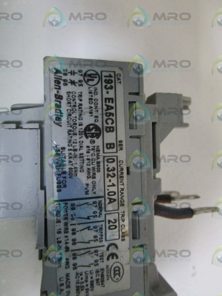 ALLEN BRADLEY SOLID STATE OVERLOAD RELAY (0.32-1.0A) 193-EA5CB SER.B  UNMP