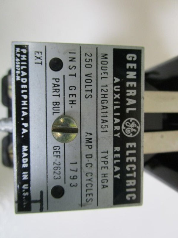 GENERAL ELECTRIC AUXILIARY RELAY 12HGA11A51  UNMP