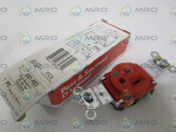 PASS & SEYMOUR 8301-RED SINGLE RECEPTACLE NSMP