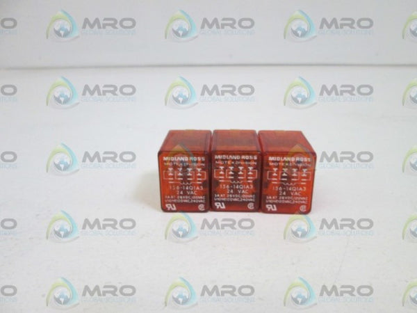 LOT OF 3 MIDLAND ROSS RELAY  24VAC 156-14Q1A3  UNMP