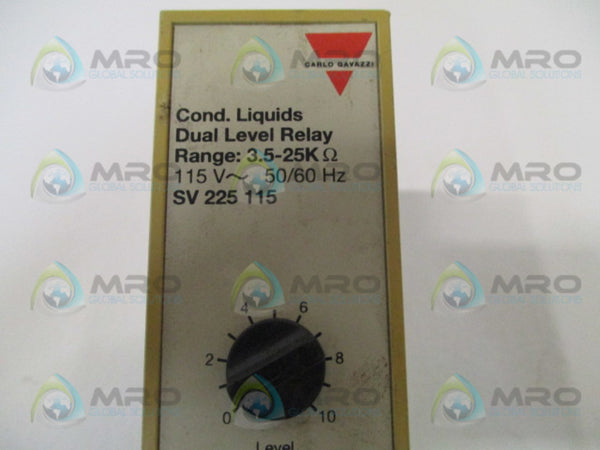 CARLO GAVAZZI SV225115 COND. LIQUIDS DUAL LEVEL RELAY 115V UNMP
