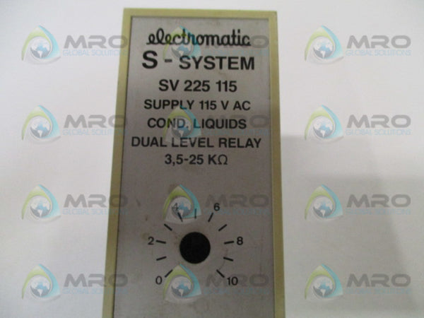 ELECTROMATIC SV225115 LIQUIDS DUAL LEVEL RELAY 115V (AS PICTURED) UNMP