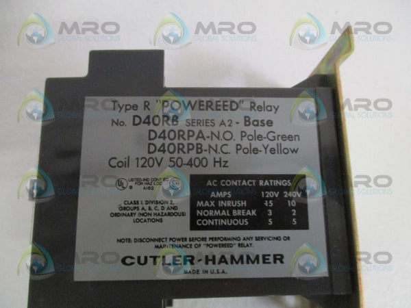 CUTLER-HAMMER D40RBA REED RELAY (MISSING ACCESSORIES) NSMP